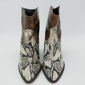 Schutz Boots Womens Shoes Pull On Block High Heel Ankle Multicolor Snake Skin 6